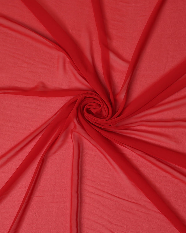 Bright Tomato Red Plain Synthetic Polyester Chiffon Fabric 110 Cms Width Lightweight Soft Flowing Dress Material India-D28766 Regal Fabrics