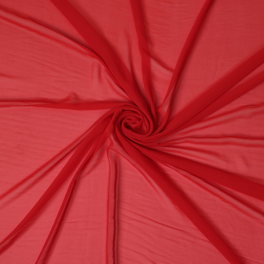 Bright Tomato Red Plain Synthetic Polyester Chiffon Fabric 110 Cms Width Lightweight Soft Flowing Dress Material India-D28766 Regal Fabrics