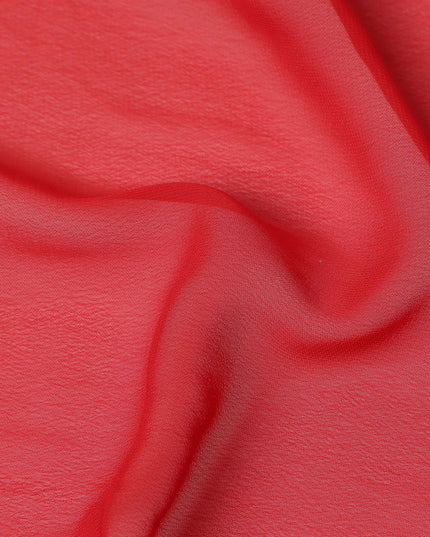 Bright Tomato Red Plain Synthetic Polyester Chiffon Fabric 110 Cms Width Lightweight Soft Flowing Dress Material India-D28766 Regal Fabrics