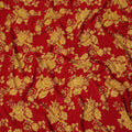 Red Gold Floral Bouquet Printed Pure Silk Crepe Fabric Lightweight Soft Draping Dress Material 110 Cms Width India Origin-D28780 Regal Fabrics