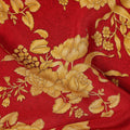 Red Gold Floral Bouquet Printed Pure Silk Crepe Fabric Lightweight Soft Draping Dress Material 110 Cms Width India Origin-D28780 Regal Fabrics