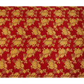 Red Gold Floral Bouquet Printed Pure Silk Crepe Fabric Lightweight Soft Draping Dress Material 110 Cms Width India Origin-D28780 Regal Fabrics