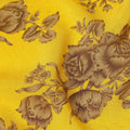 Mustard Yellow Brown Floral Bouquet Printed Pure Silk Crepe Fabric Lightweight Soft Draping Dress Material 110 Cms Width India Origin-D28781 Regal Fabrics