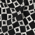 Black Geometric Pure Silk Crepe Fabric 110cm - 1515595
