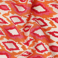 Peach Orange Pink Ikat Diamond Printed Pure Silk Crepe Fabric Lightweight Soft Draping Dress Material 110 Cms Width India Origin-D28790 Regal Fabrics