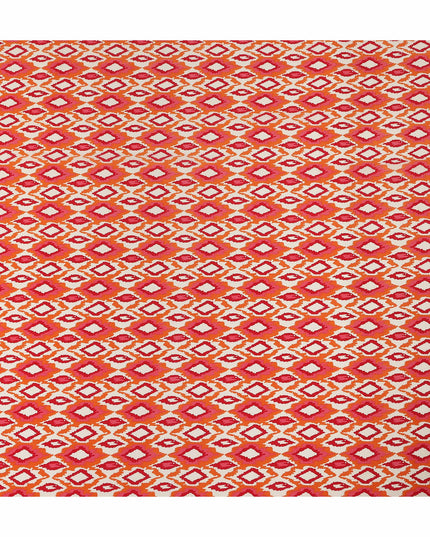 Peach Orange Pink Ikat Diamond Printed Pure Silk Crepe Fabric Lightweight Soft Draping Dress Material 110 Cms Width India Origin-D28790 Regal Fabrics