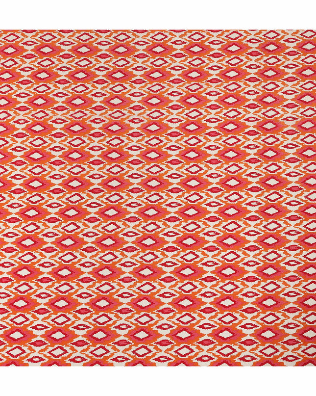Peach Orange Pink Ikat Diamond Printed Pure Silk Crepe Fabric Lightweight Soft Draping Dress Material 110 Cms Width India Origin-D28790 Regal Fabrics