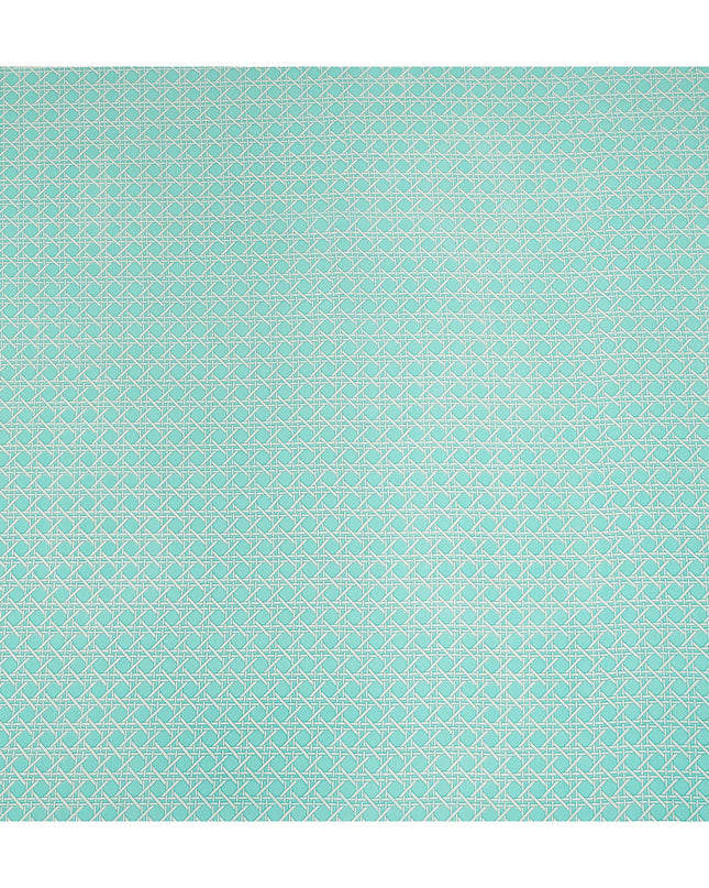 Aqua Green Abstract Geometric Line Printed Pure Silk Crepe Fabric Lightweight Soft Draping Dress Material 110 Cms Width India Origin-D28774 Regal Fabrics