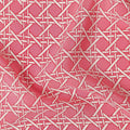Coral Pink Abstract Geometric Line Printed Pure Silk Crepe Fabric Lightweight Soft Draping Dress Material 110 Cms Width India Origin-D28773 Regal Fabrics