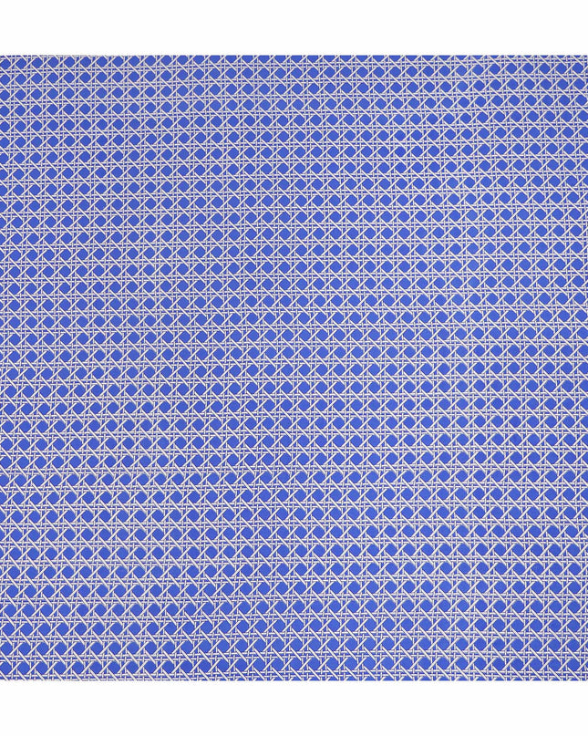 Royal Blue Abstract Geometric Line Printed Pure Silk Crepe Fabric Lightweight Soft Draping Dress Material 110 Cms Width India Origin-D28775 Regal Fabrics