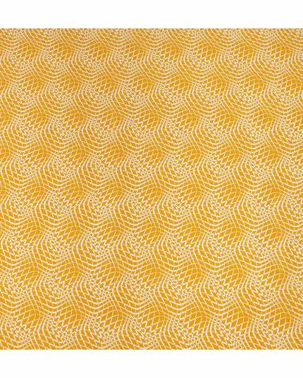 Mustard Yellow Geometric Wave Printed Pure Silk Crepe Fabric Lightweight Soft Draping Dress Material 110 Cms Width India Origin-D28771 Regal Fabrics