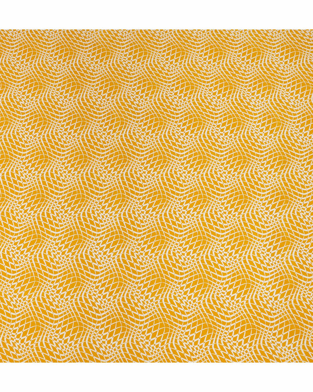 Mustard Yellow Geometric Wave Printed Pure Silk Crepe Fabric Lightweight Soft Draping Dress Material 110 Cms Width India Origin-D28771 Regal Fabrics