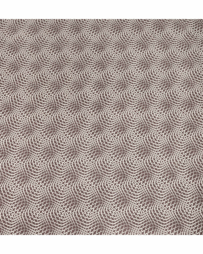 Brown Beige Geometric Wave Printed Pure Silk Crepe Fabric Lightweight Soft Draping Dress Material 110 Cms Width India Origin-D28772 Regal Fabrics