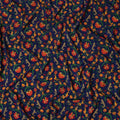 Navy Blue Multicolor Floral Vine Printed Pure Silk Crepe Fabric Lightweight Soft Draping Dress Material 110 Cms Width India Origin-D28779 Regal Fabrics