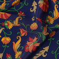 Navy Blue Multicolor Floral Vine Printed Pure Silk Crepe Fabric Lightweight Soft Draping Dress Material 110 Cms Width India Origin-D28779 Regal Fabrics
