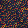 Navy Blue Multicolor Floral Vine Printed Pure Silk Crepe Fabric Lightweight Soft Draping Dress Material 110 Cms Width India Origin-D28779 Regal Fabrics