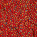 Red Multicolor Floral Vine Printed Pure Silk Crepe Fabric Lightweight Soft Draping Dress Material 110 Cms Width India Origin-D28778 Regal Fabrics