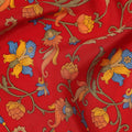 Red Multicolor Floral Vine Printed Pure Silk Crepe Fabric Lightweight Soft Draping Dress Material 110 Cms Width India Origin-D28778 Regal Fabrics