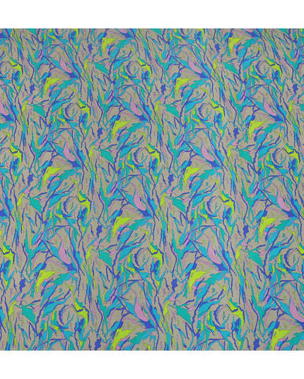 Grey Multicolor Abstract Brushstroke Printed Pure Silk Crepe Fabric Lightweight Soft Draping Dress Material 110 Cms Width India Origin-D28789 Regal Fabrics