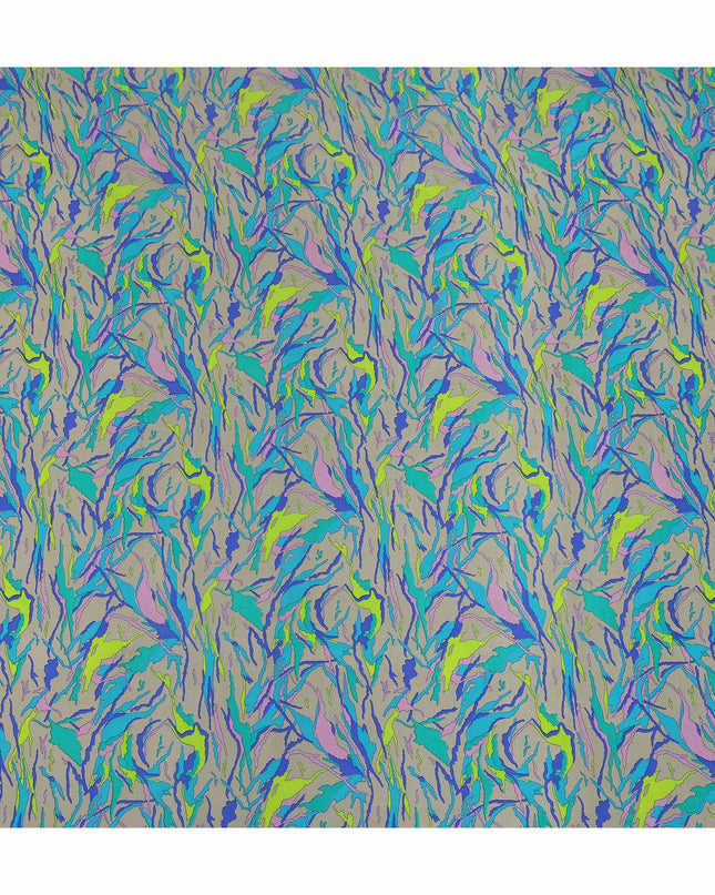 Grey Multicolor Abstract Brushstroke Printed Pure Silk Crepe Fabric Lightweight Soft Draping Dress Material 110 Cms Width India Origin-D28789 Regal Fabrics
