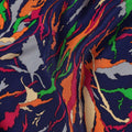 Navy Blue Multicolor Abstract Brushstroke Printed Pure Silk Crepe Fabric Lightweight Soft Draping Dress Material 110 Cms Width India Origin-D28788 Regal Fabrics