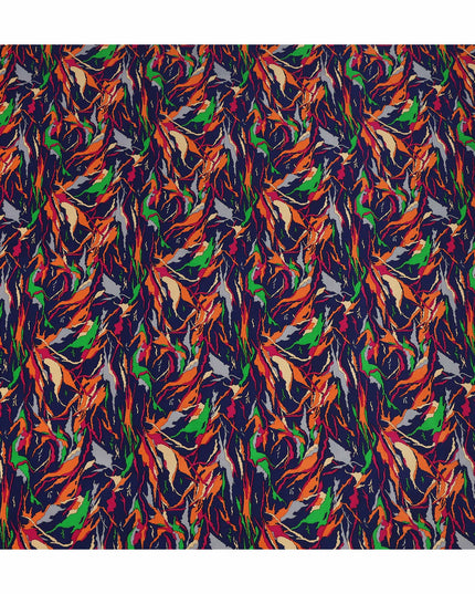 Navy Blue Multicolor Abstract Brushstroke Printed Pure Silk Crepe Fabric Lightweight Soft Draping Dress Material 110 Cms Width India Origin-D28788 Regal Fabrics