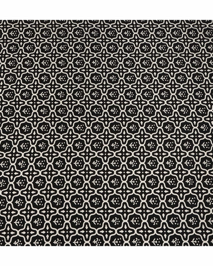 Black White Abstract Geometric Tile Printed Pure Silk Crepe Fabric Lightweight Soft Draping Dress Material 110 Cms Width India Origin-D28783 Regal Fabrics
