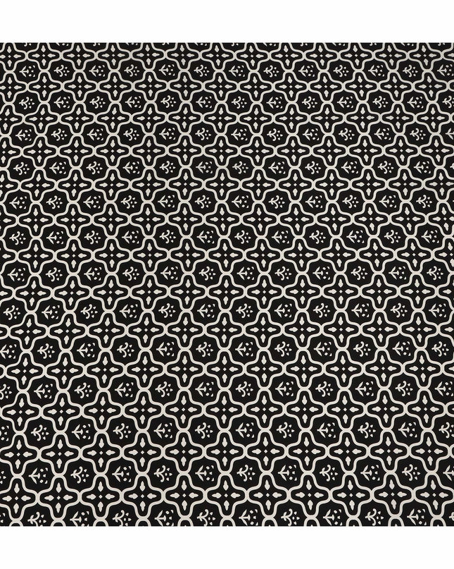 Black White Abstract Geometric Tile Printed Pure Silk Crepe Fabric Lightweight Soft Draping Dress Material 110 Cms Width India Origin-D28783 Regal Fabrics