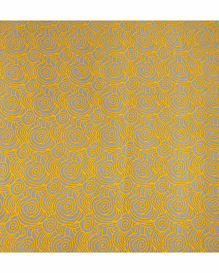 Grey Yellow Abstract Spiral Printed Pure Silk Crepe Fabric Lightweight Soft Draping Dress Material 110 Cms Width India Origin-D28769 Regal Fabrics