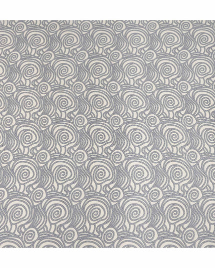 Grey White Abstract Spiral Printed Pure Silk Crepe Fabric Lightweight Soft Draping Dress Material 110 Cms Width India Origin-D28770 Regal Fabrics