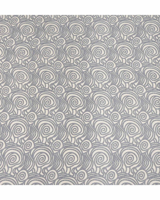 Grey White Abstract Spiral Printed Pure Silk Crepe Fabric Lightweight Soft Draping Dress Material 110 Cms Width India Origin-D28770 Regal Fabrics