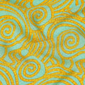Turquoise Yellow Abstract Spiral Printed Pure Silk Crepe Fabric Lightweight Soft Draping Dress Material 110 Cms Width India Origin-D28768 Regal Fabrics
