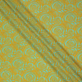 Turquoise Yellow Abstract Spiral Printed Pure Silk Crepe Fabric Lightweight Soft Draping Dress Material 110 Cms Width India Origin-D28768 Regal Fabrics