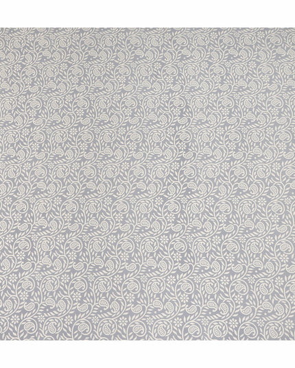 Grey White Paisley Floral Printed Pure Silk Crepe Fabric Lightweight Soft Draping Dress Material 110 Cms Width India Origin-D28786 Regal Fabrics