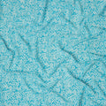 Turquoise Blue White Paisley Floral Printed Pure Silk Crepe Fabric Lightweight Soft Draping Dress Material 110 Cms Width India Origin-D28785 Regal Fabrics