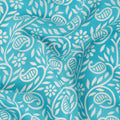 Turquoise Blue White Paisley Floral Printed Pure Silk Crepe Fabric Lightweight Soft Draping Dress Material 110 Cms Width India Origin-D28785 Regal Fabrics