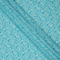 Turquoise Blue White Paisley Floral Printed Pure Silk Crepe Fabric Lightweight Soft Draping Dress Material 110 Cms Width India Origin-D28785 Regal Fabrics