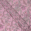 Pink Grey Paisley Floral Printed Pure Silk Crepe Fabric Lightweight Soft Draping Dress Material 110 Cms Width India Origin-D28794 Regal Fabrics