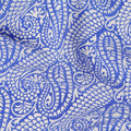 Royal Blue White Paisley Printed Pure Silk Crepe Fabric Lightweight Soft Draping Dress Material 110 Cms Width India Origin-D28796 Regal Fabrics