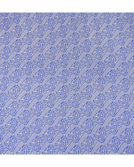Royal Blue White Paisley Printed Pure Silk Crepe Fabric Lightweight Soft Draping Dress Material 110 Cms Width India Origin-D28796 Regal Fabrics