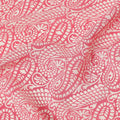 Coral Pink White Paisley Floral Printed Pure Silk Crepe Fabric Lightweight Soft Draping Dress Material 110 Cms Width India Origin-D28787 Regal Fabrics