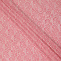 Coral Pink White Paisley Floral Printed Pure Silk Crepe Fabric Lightweight Soft Draping Dress Material 110 Cms Width India Origin-D28787 Regal Fabrics