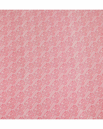 Coral Pink White Paisley Floral Printed Pure Silk Crepe Fabric Lightweight Soft Draping Dress Material 110 Cms Width India Origin-D28787 Regal Fabrics