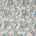 Cream Teal Paisley Floral Printed Pure Silk Crepe Fabric Lightweight Soft Draping Dress Material 110 Cms Width India Origin-D28795 Regal Fabrics