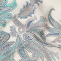 Cream Teal Paisley Floral Printed Pure Silk Crepe Fabric Lightweight Soft Draping Dress Material 110 Cms Width India Origin-D28795 Regal Fabrics