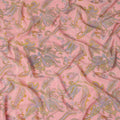 Peach Pink Paisley Floral Printed Pure Silk Crepe Fabric Lightweight Soft Draping Dress Material 110 Cms Width India Origin-D28792 Regal Fabrics