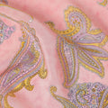 Peach Pink Paisley Floral Printed Pure Silk Crepe Fabric Lightweight Soft Draping Dress Material 110 Cms Width India Origin-D28792 Regal Fabrics