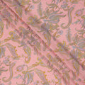 Peach Pink Paisley Floral Printed Pure Silk Crepe Fabric Lightweight Soft Draping Dress Material 110 Cms Width India Origin-D28792 Regal Fabrics