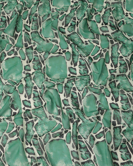 Emerald Green Abstract Stone Pattern Printed Cotton Voile Fabric Soft Lightweight Breathable Dressmaking Craft Fabric 150 Cms Width Indian Origin-D28626 Regal Fabrics