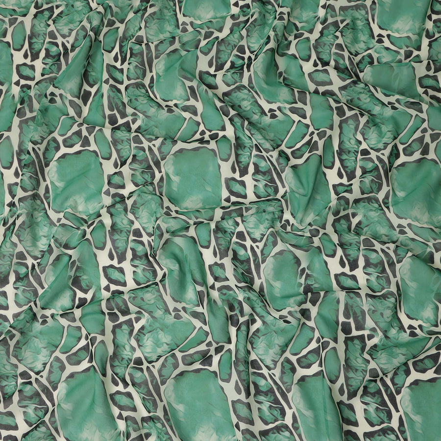 Emerald Green Abstract Stone Pattern Printed Cotton Voile Fabric Soft Lightweight Breathable Dressmaking Craft Fabric 150 Cms Width Indian Origin-D28626 Regal Fabrics